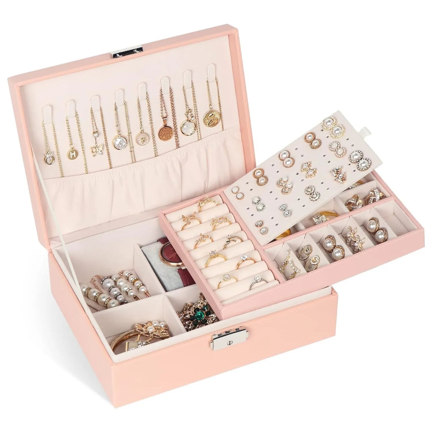 Luxury Travel Jewelry Organizer Box – Portable Storage Case for Rings, Earrings & Necklaces