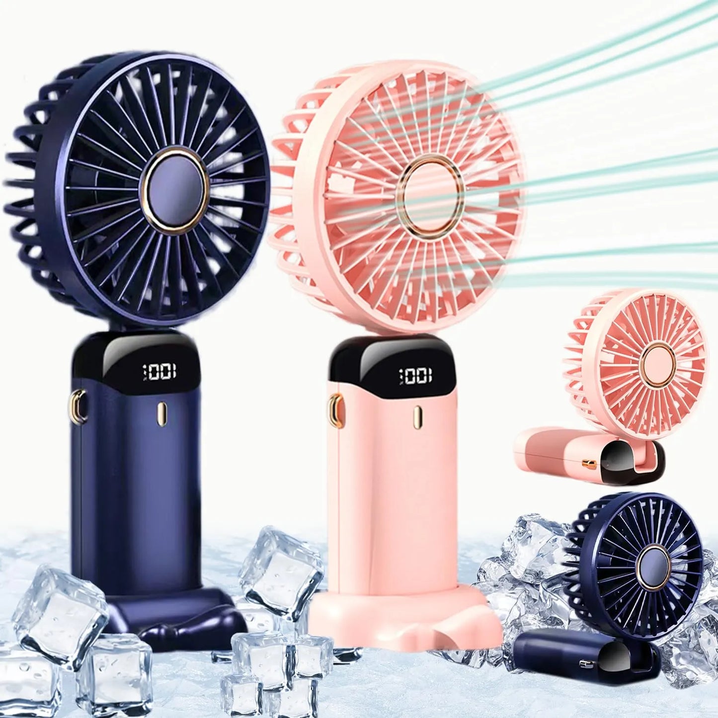 CoolBreeze Foldable Handheld Fan – USB Rechargeable Portable Mini Fan with Digital Battery Display