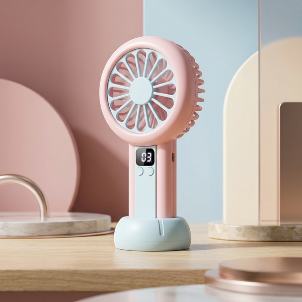Mini Rechargeable Handheld Fan with LED Display – Portable USB Cooling Fan