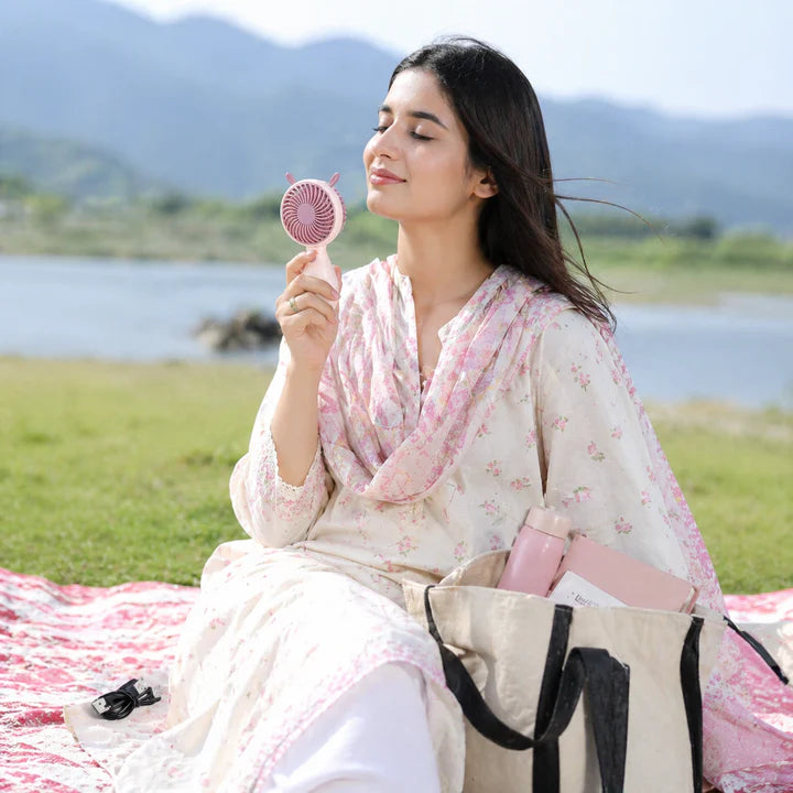 Cute Mini USB Rechargeable Handheld Fan – Portable Pocket Cooling Fan