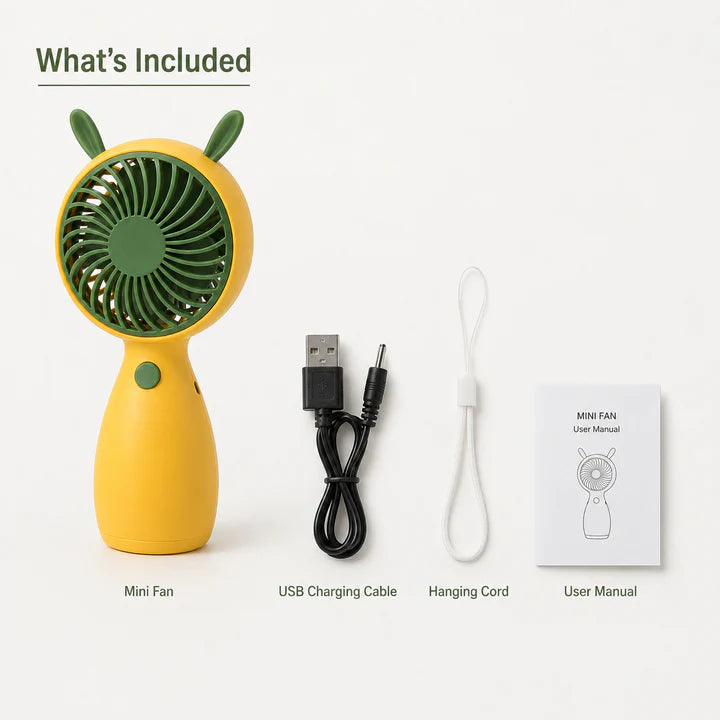 Cute Mini USB Rechargeable Handheld Fan – Portable Pocket Cooling Fan