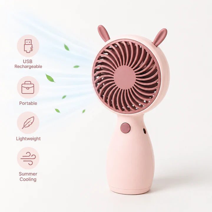 Cute Mini USB Rechargeable Handheld Fan – Portable Pocket Cooling Fan
