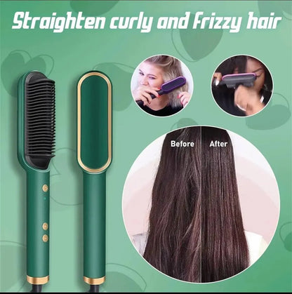 2-in-1 Electric Hair Straightening Brush – Fast Heating Hair Styler Comb for Smooth & Silky Hair