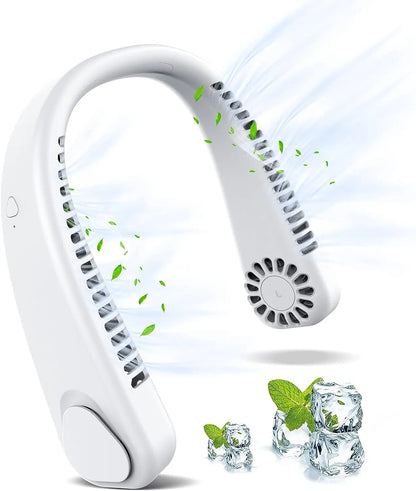 CoolBreeze Rechargeable Bladeless Neck Fan – Hands-Free Portable Cooling