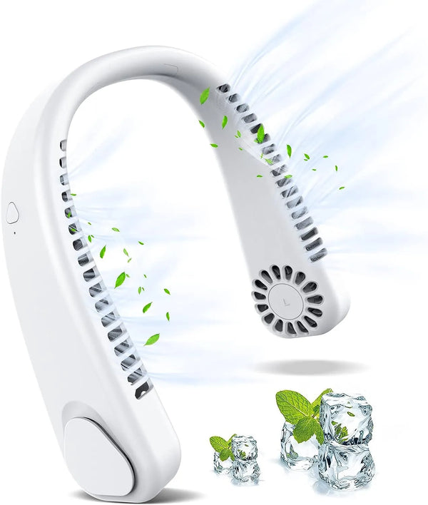 CoolBreeze Rechargeable Bladeless Neck Fan – Hands-Free Portable Cooling