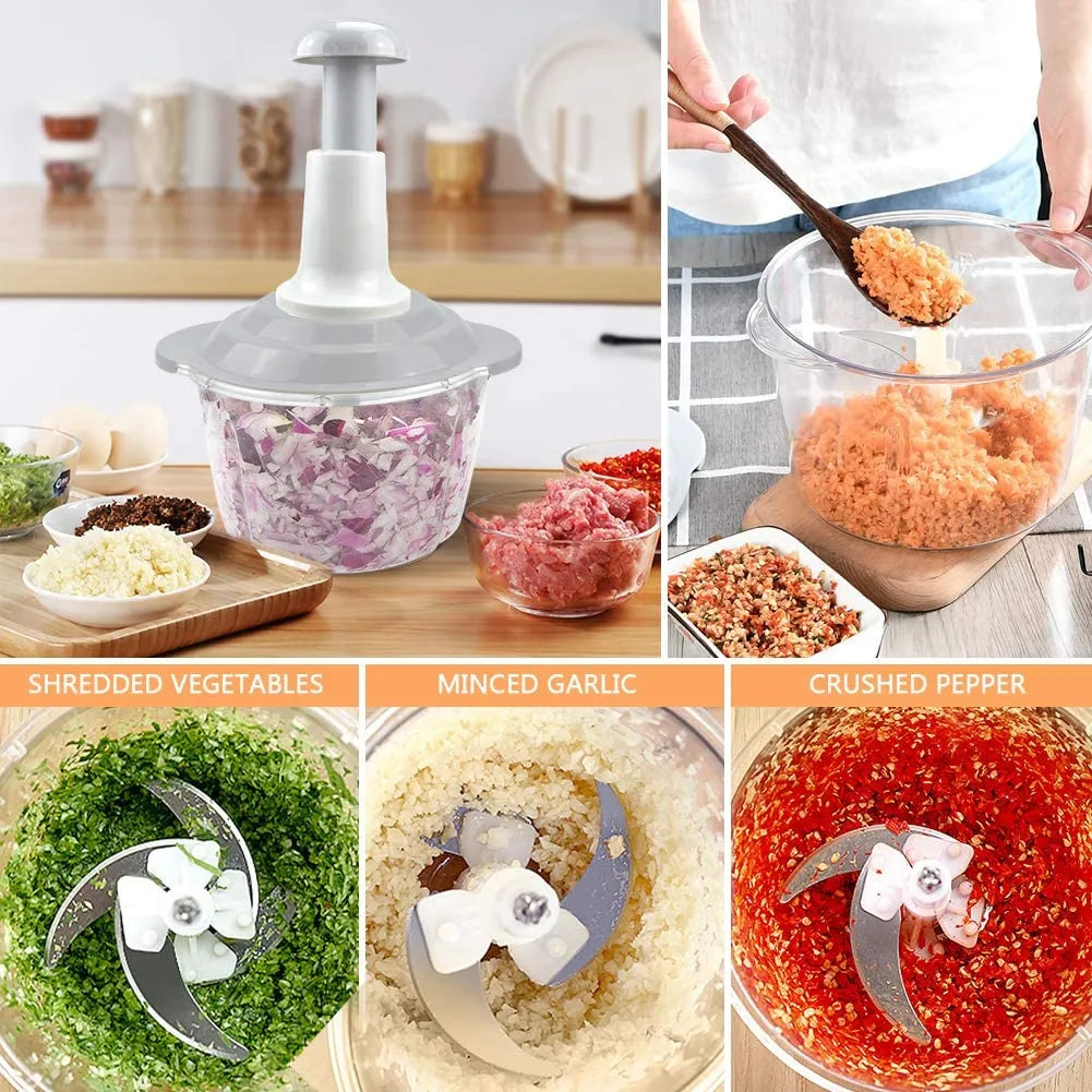 ProPress Manual Food Chopper – Multi-Purpose Vegetable & Fruit Cutter with Stainless Steel Blades