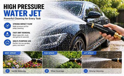 HydroJet Pro™ High-Pressure Water Spray Nozzle – Adjustable Jet & Fan Spray for Car, Garden & Home Cleaning