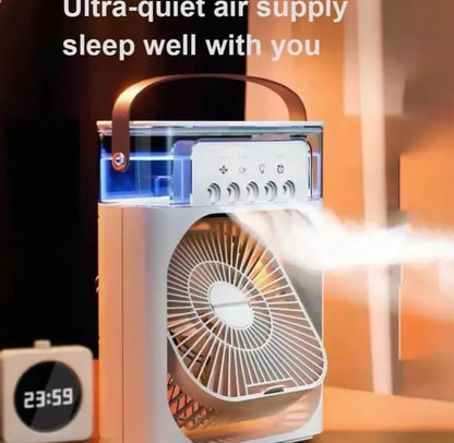 CoolBreeze 5-Mist Portable Air Cooler Fan – 600ml Water Tank, Adjustable Spray & USB Rechargeable