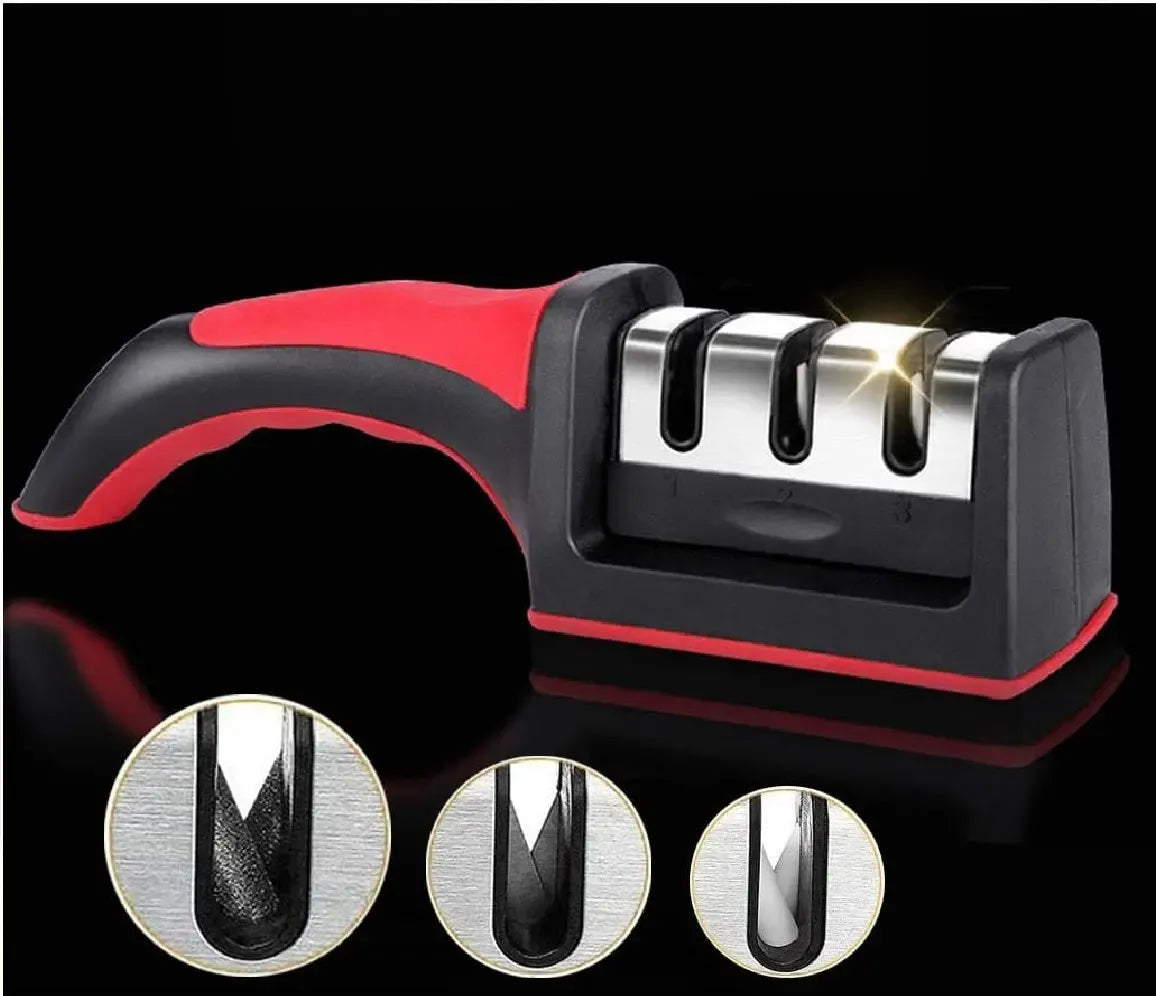3-Stage Professional Knife Sharpener – Diamond & Ceramic Sharpening System with Non-Slip Base