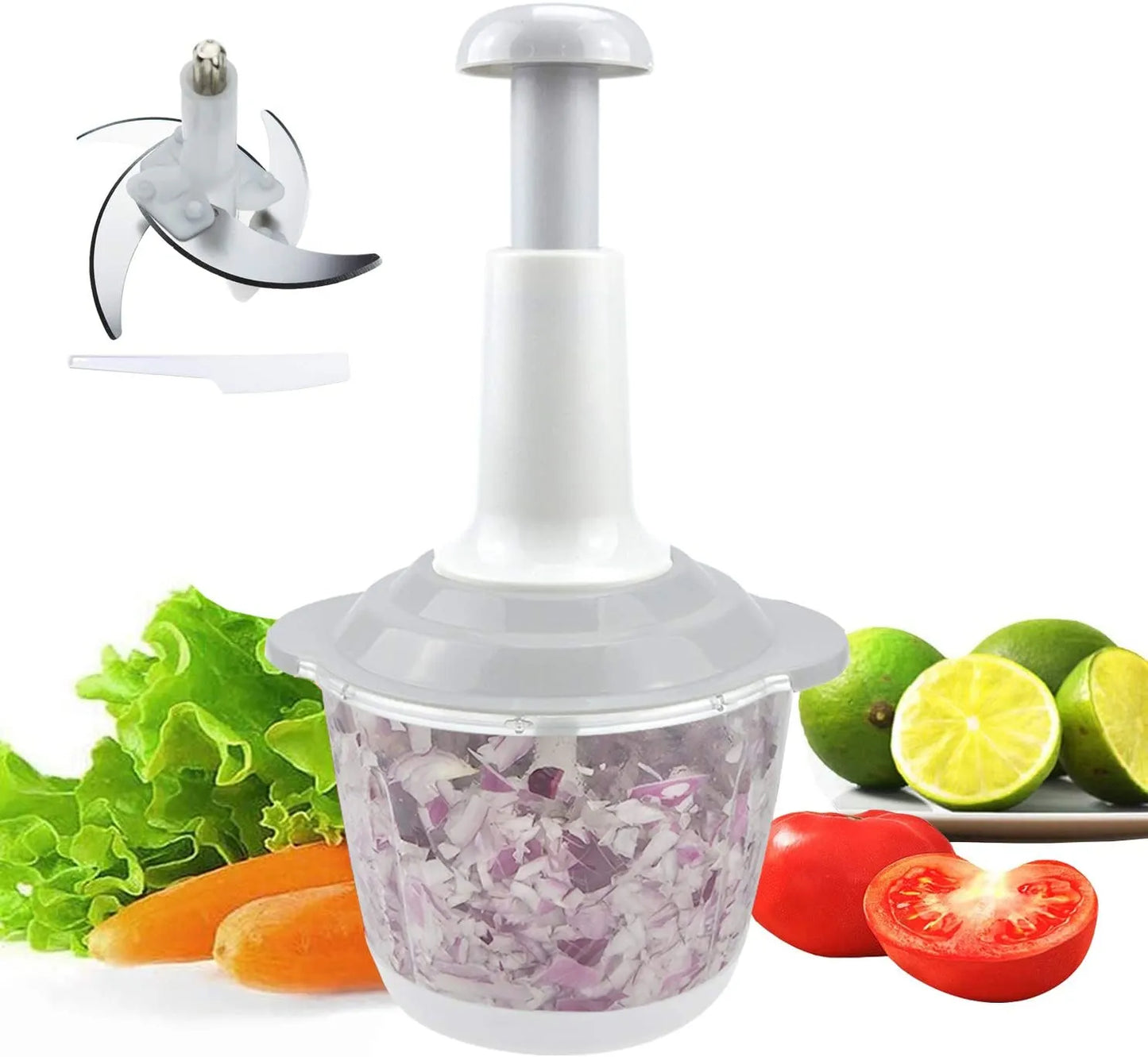 ProPress Manual Food Chopper – Multi-Purpose Vegetable & Fruit Cutter with Stainless Steel Blades