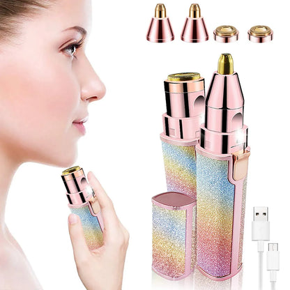 2-in-1 Rechargeable Facial Hair Remover & Eyebrow Trimmer for Women | USB Portable Hair Removal Pen