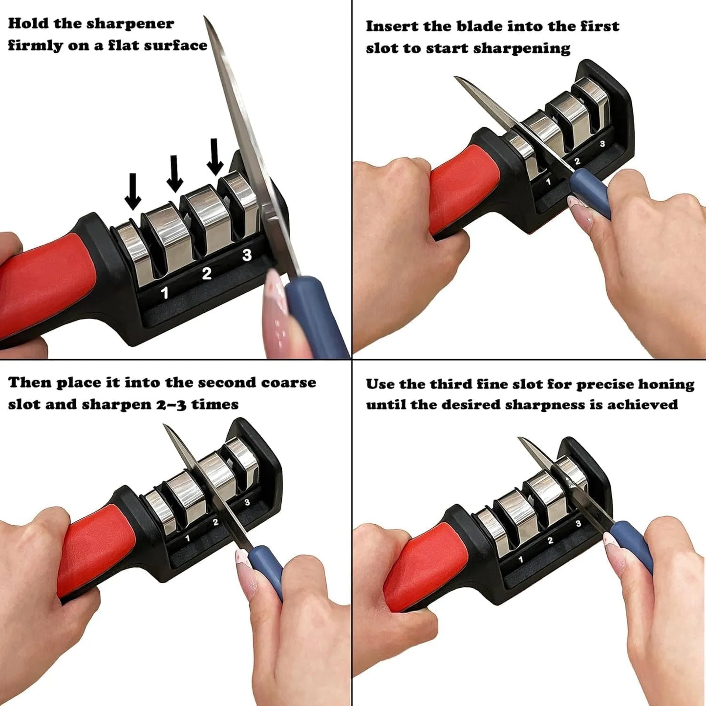 3-Stage Professional Knife Sharpener – Diamond & Ceramic Sharpening System with Non-Slip Base