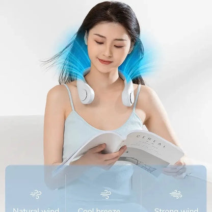 CoolBreeze Rechargeable Bladeless Neck Fan – Hands-Free Portable Cooling