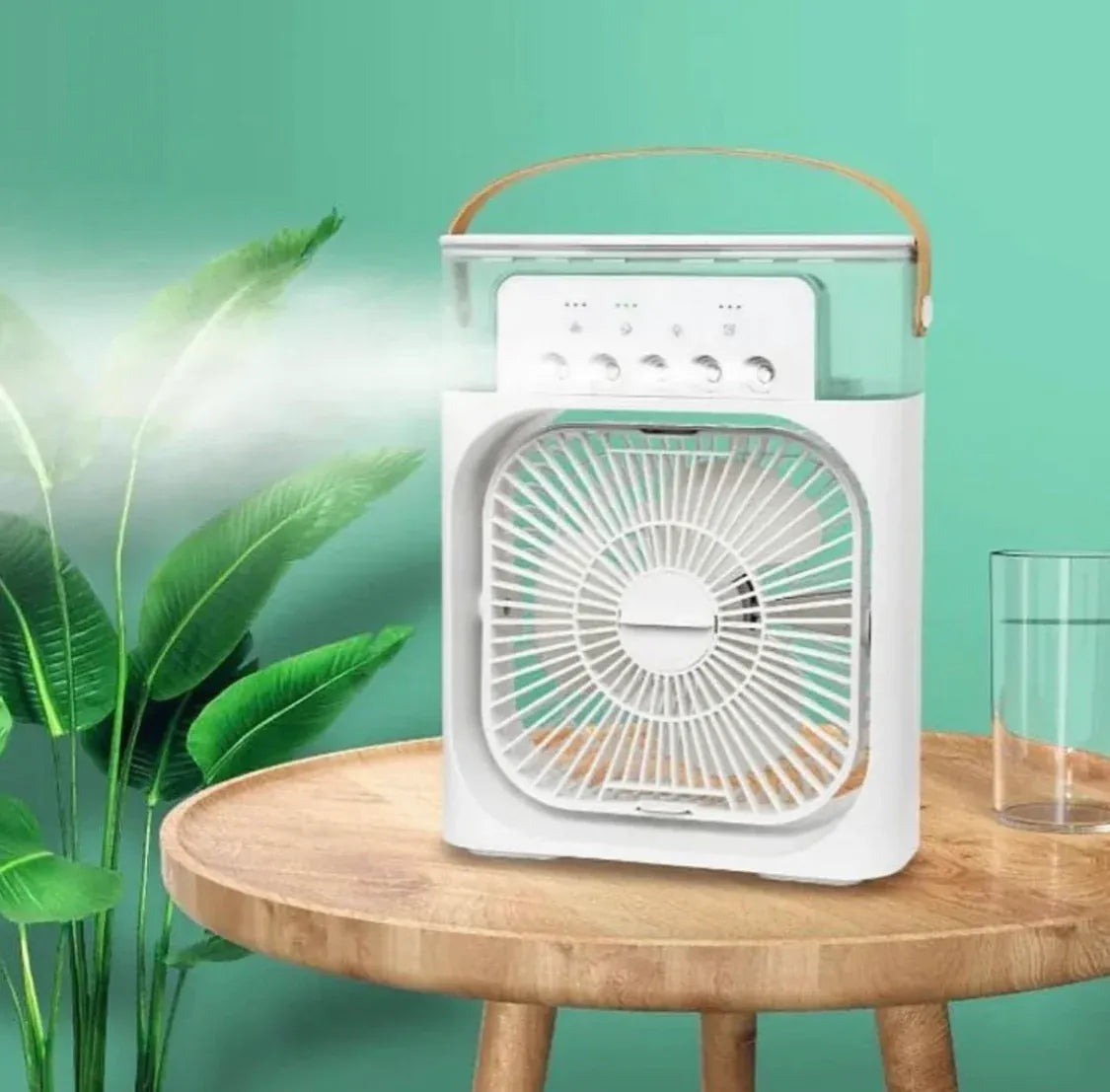 CoolBreeze 5-Mist Portable Air Cooler Fan – 600ml Water Tank, Adjustable Spray & USB Rechargeable