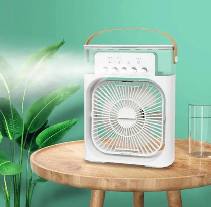 CoolBreeze 5-Mist Portable Air Cooler Fan – 600ml Water Tank, Adjustable Spray & USB Rechargeable