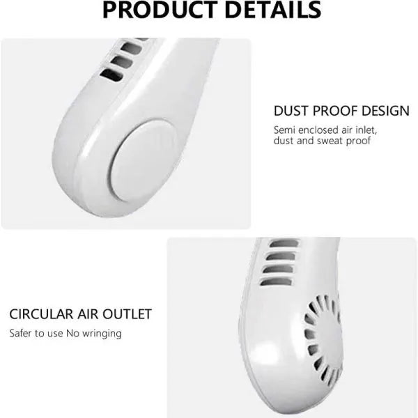 CoolBreeze Rechargeable Bladeless Neck Fan – Hands-Free Portable Cooling