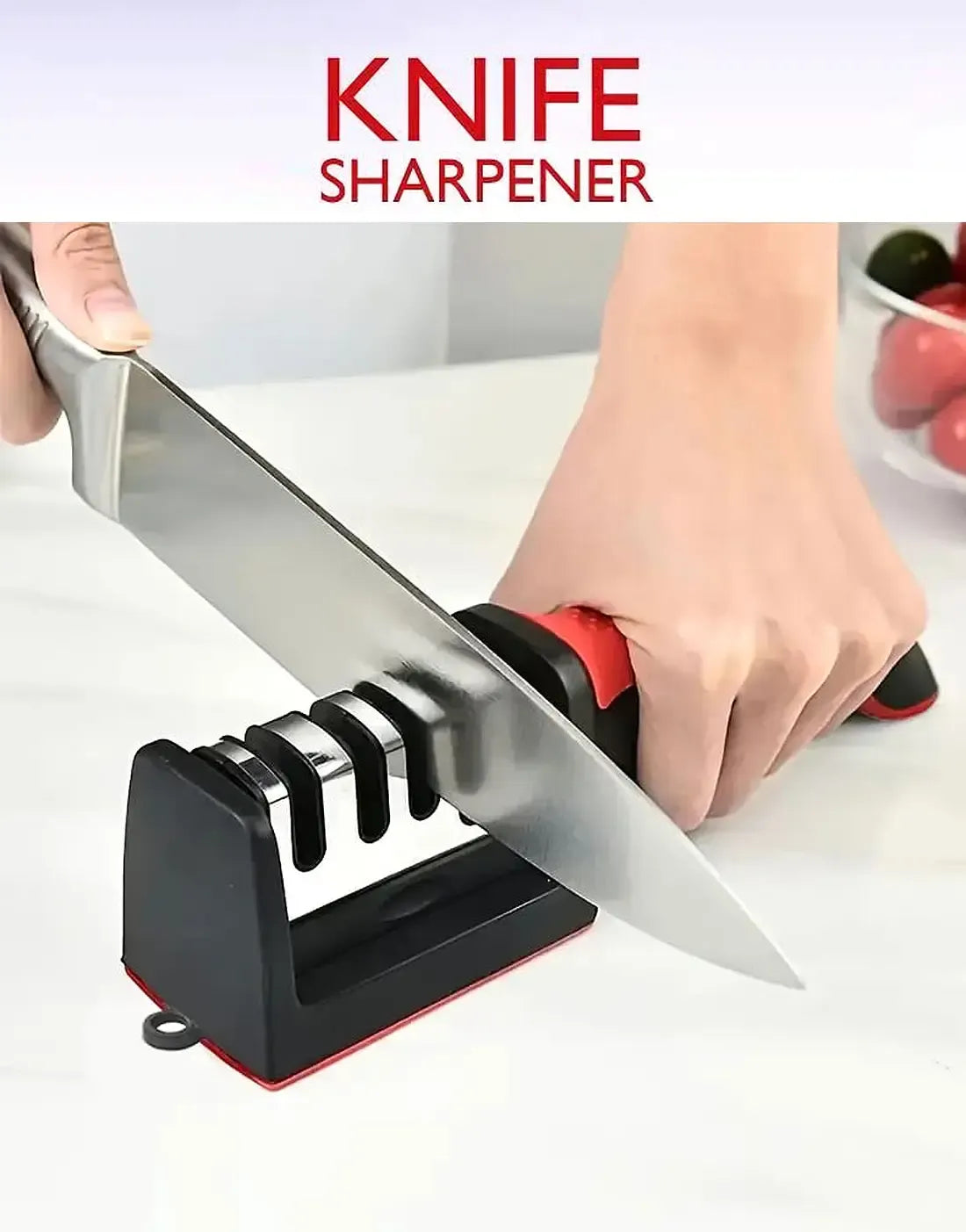3-Stage Professional Knife Sharpener – Diamond & Ceramic Sharpening System with Non-Slip Base