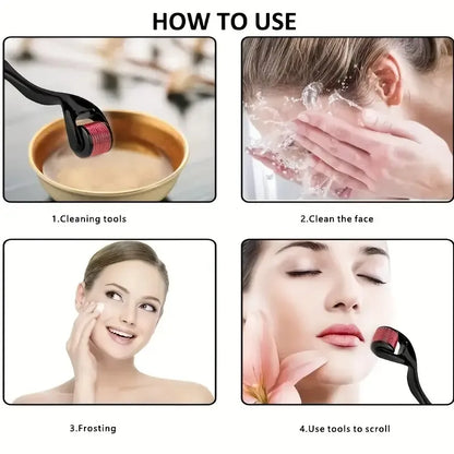 540 Titanium Derma Roller – Microneedling Skin Care Tool for Face, Hair & Beard Growth