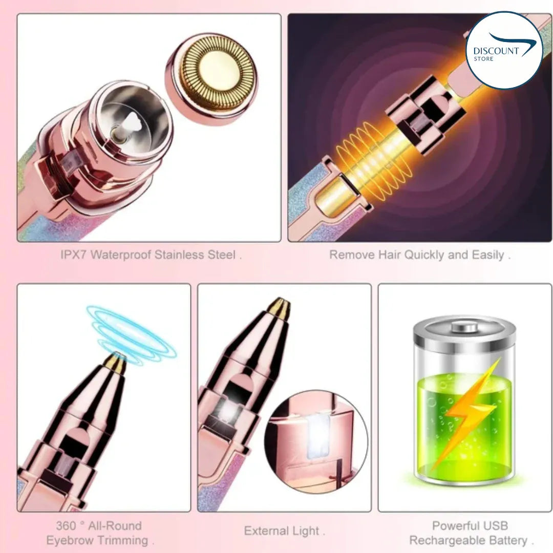 2-in-1 Rechargeable Facial Hair Remover & Eyebrow Trimmer for Women | USB Portable Hair Removal Pen