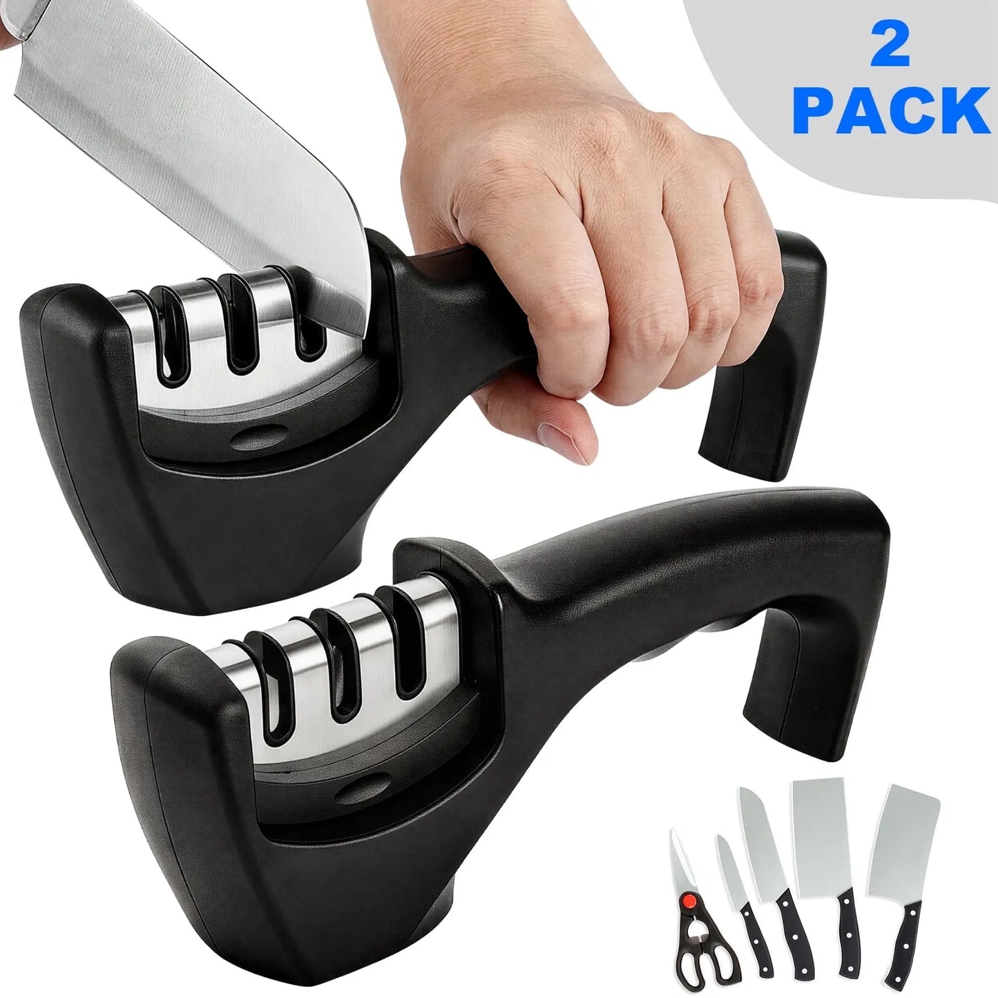 3-Stage Professional Knife Sharpener – Diamond & Ceramic Sharpening System with Non-Slip Base