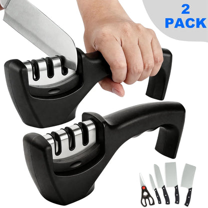 3-Stage Professional Knife Sharpener – Diamond & Ceramic Sharpening System with Non-Slip Base