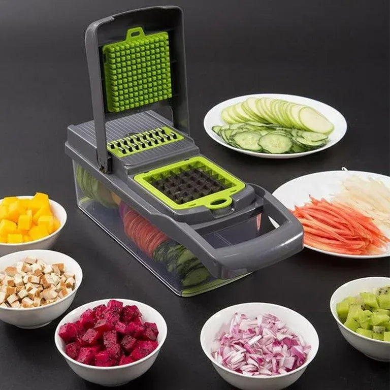 16-in-1 Multifunction Vegetable Chopper & Slicer – Kitchen Food Cutter with Storage Container