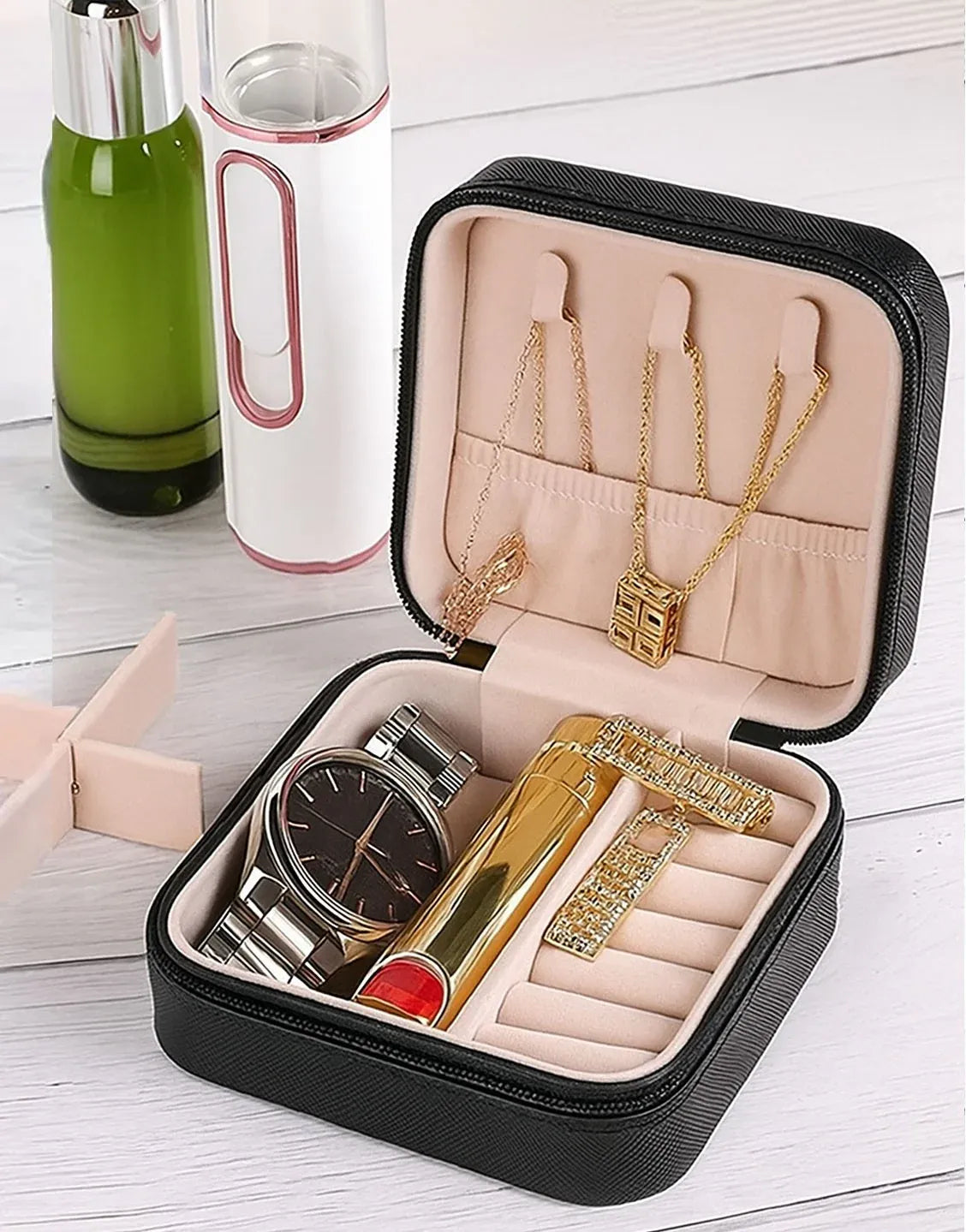 Luxury Travel Jewelry Organizer Box – Portable Storage Case for Rings, Earrings & Necklaces