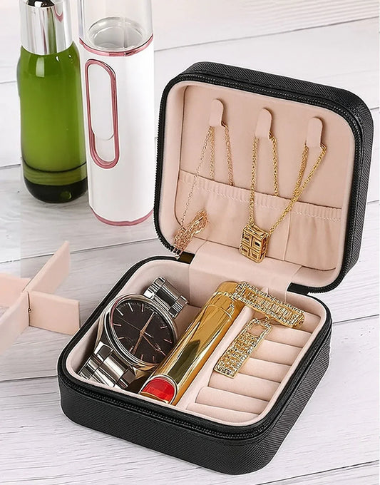 Luxury Travel Jewelry Organizer Box – Portable Storage Case for Rings, Earrings & Necklaces