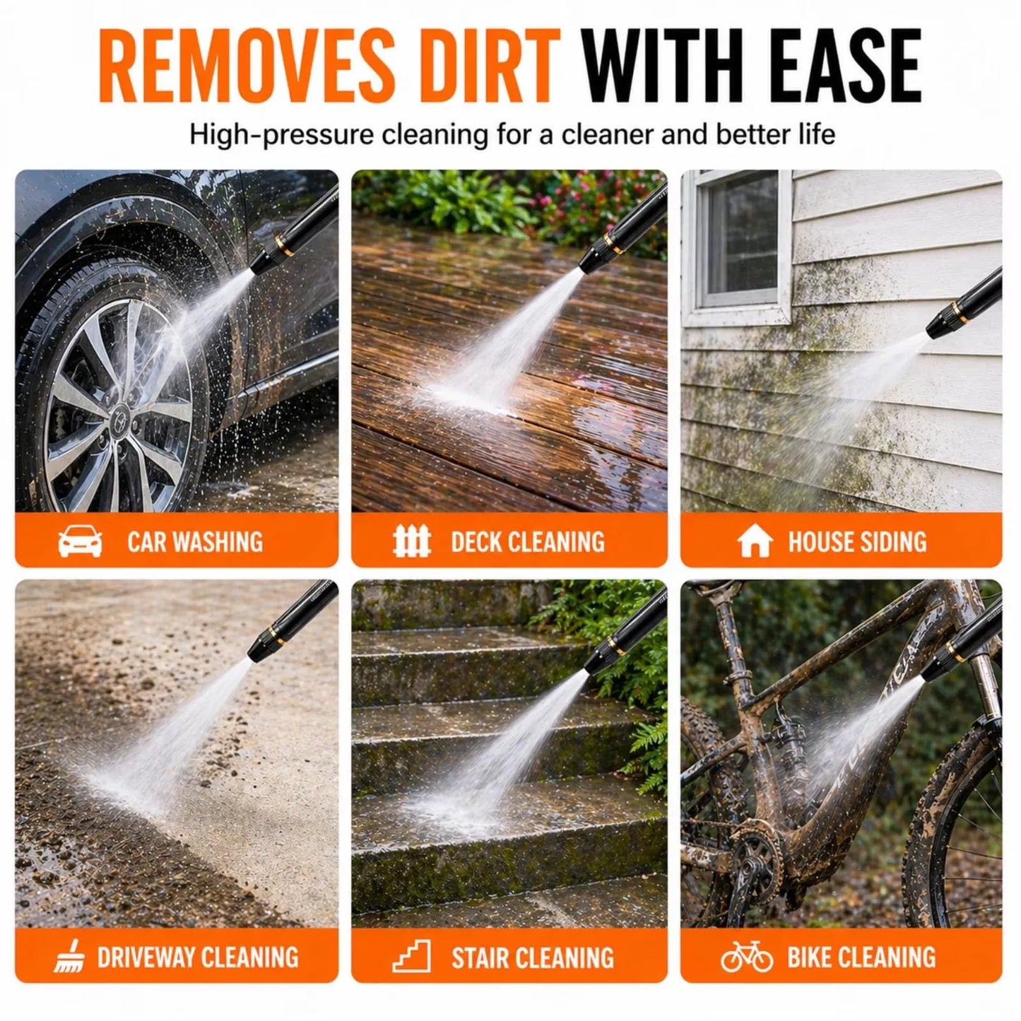 HydroJet Pro™ High-Pressure Water Spray Nozzle – Adjustable Jet & Fan Spray for Car, Garden & Home Cleaning
