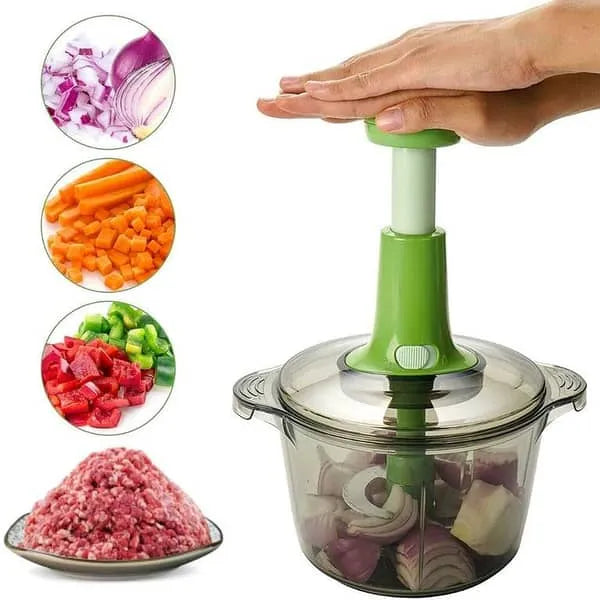 ProPress Manual Food Chopper – Multi-Purpose Vegetable & Fruit Cutter with Stainless Steel Blades