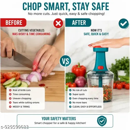 ProPress Manual Food Chopper – Multi-Purpose Vegetable & Fruit Cutter with Stainless Steel Blades