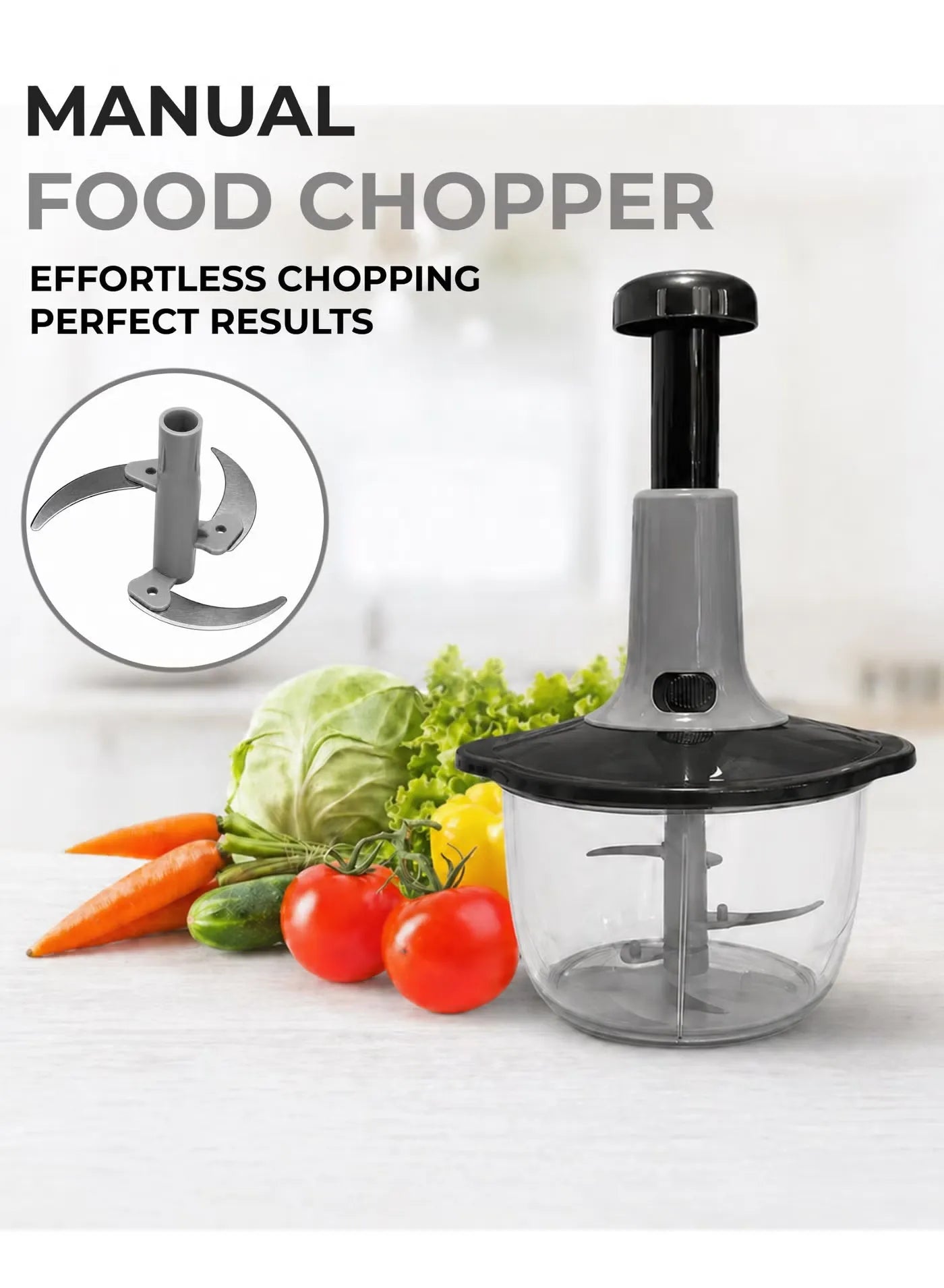 ProPress Manual Food Chopper – Multi-Purpose Vegetable & Fruit Cutter with Stainless Steel Blades