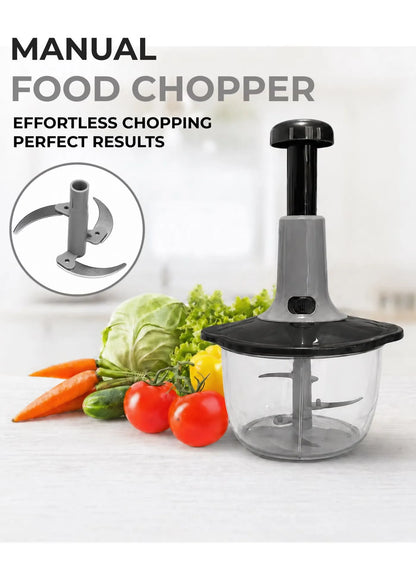 ProPress Manual Food Chopper – Multi-Purpose Vegetable & Fruit Cutter with Stainless Steel Blades