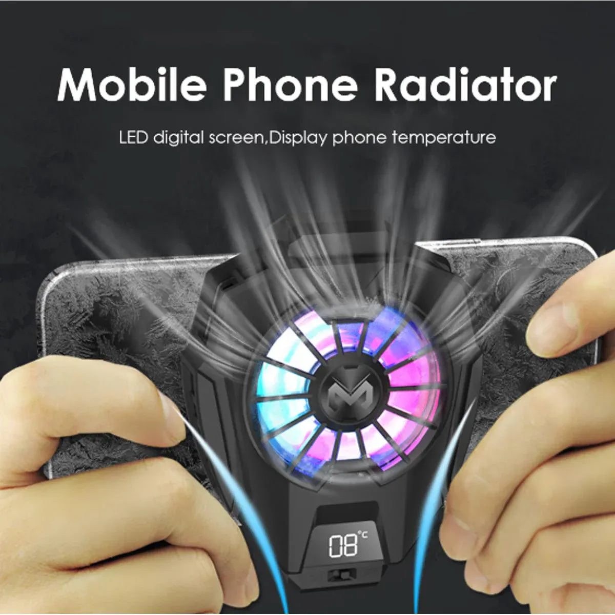 MEMO DL20 RGB Mobile Phone Cooler – Semiconductor Cooling Fan with LED Temperature Display & Type-C Charging