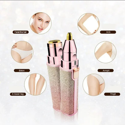 2-in-1 Rechargeable Facial Hair Remover & Eyebrow Trimmer for Women | USB Portable Hair Removal Pen