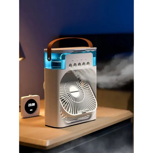 CoolBreeze 5-Mist Portable Air Cooler Fan – 600ml Water Tank, Adjustable Spray & USB Rechargeable