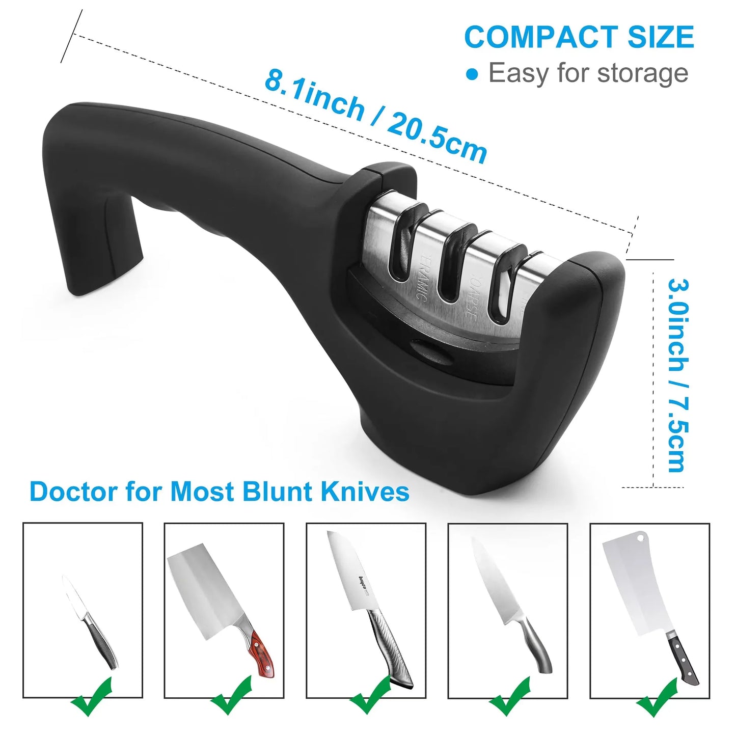 3-Stage Professional Knife Sharpener – Diamond & Ceramic Sharpening System with Non-Slip Base