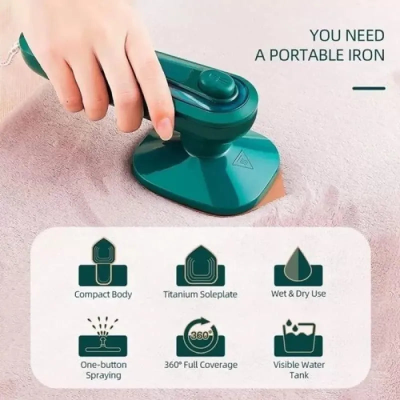 Portable Micro Steam Iron – 2-in-1 Dry & Wet Garment Steamer for Travel & Home