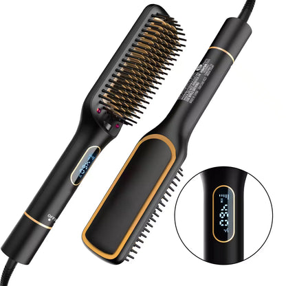2-in-1 Electric Hair Straightening Brush – Fast Heating Hair Styler Comb for Smooth & Silky Hair
